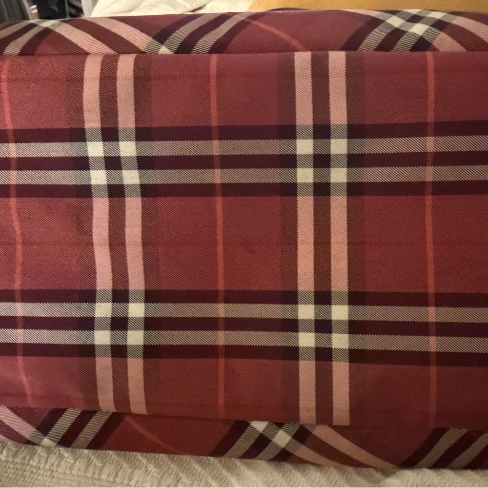 Burberry Red Plaid Nylon Handbag/COA - Picture 6 of 8